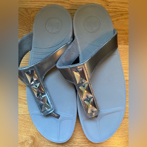 FitFlop womens Lulu thong sandals grey size 9 - Picture 2 of 5